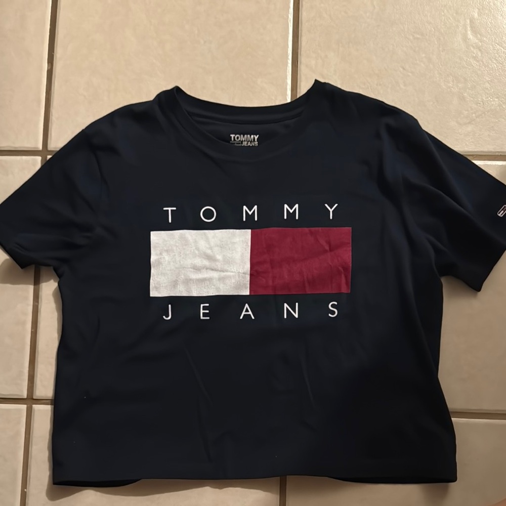 Tommy Hilfiger Navy and Red Logo Tee